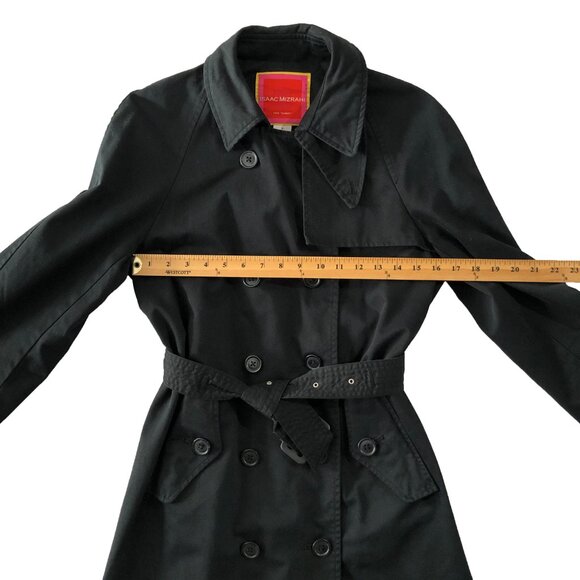 Isaac Mizrahi Target Trench Coat Womans Size S Black Double Breasted Rain Coat - Picture 4 of 16